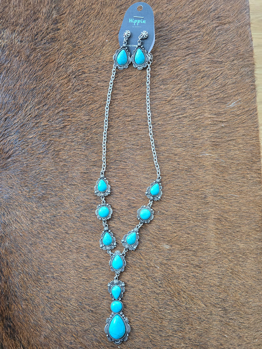 Turquoise Pendant Necklace Set