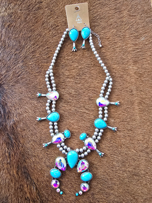 Rhinestone Squash Blossom Set