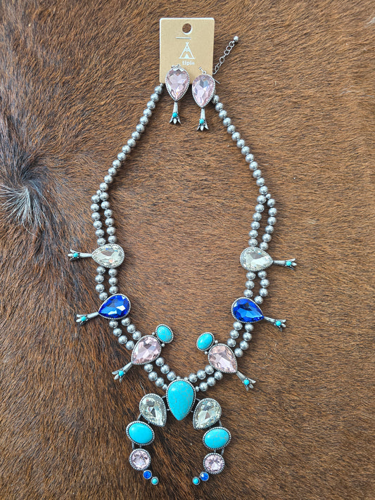 Rhinestone Squash Blossom Set