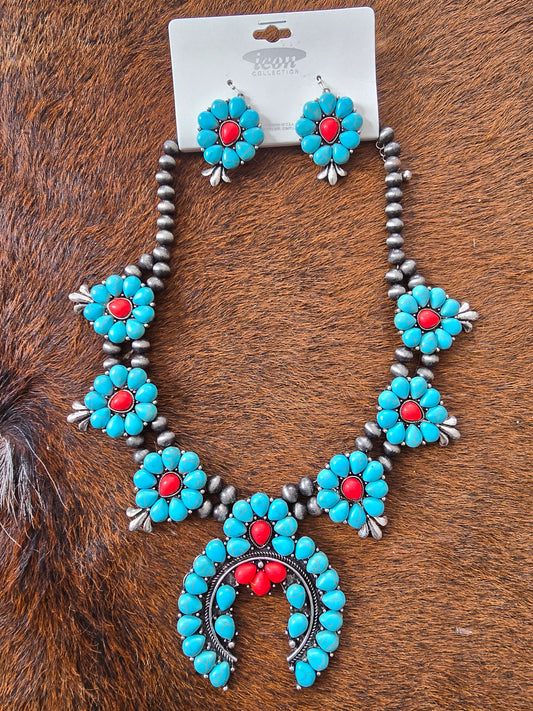 Turquoise Squash Blossom Set