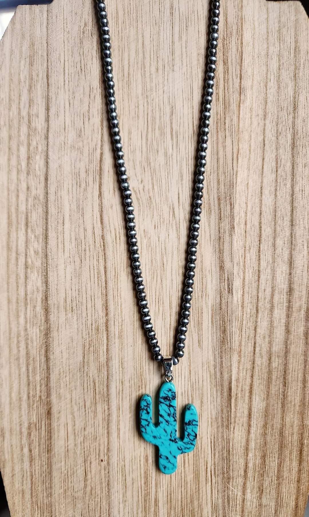 Cactus Charm Beaded Necklace