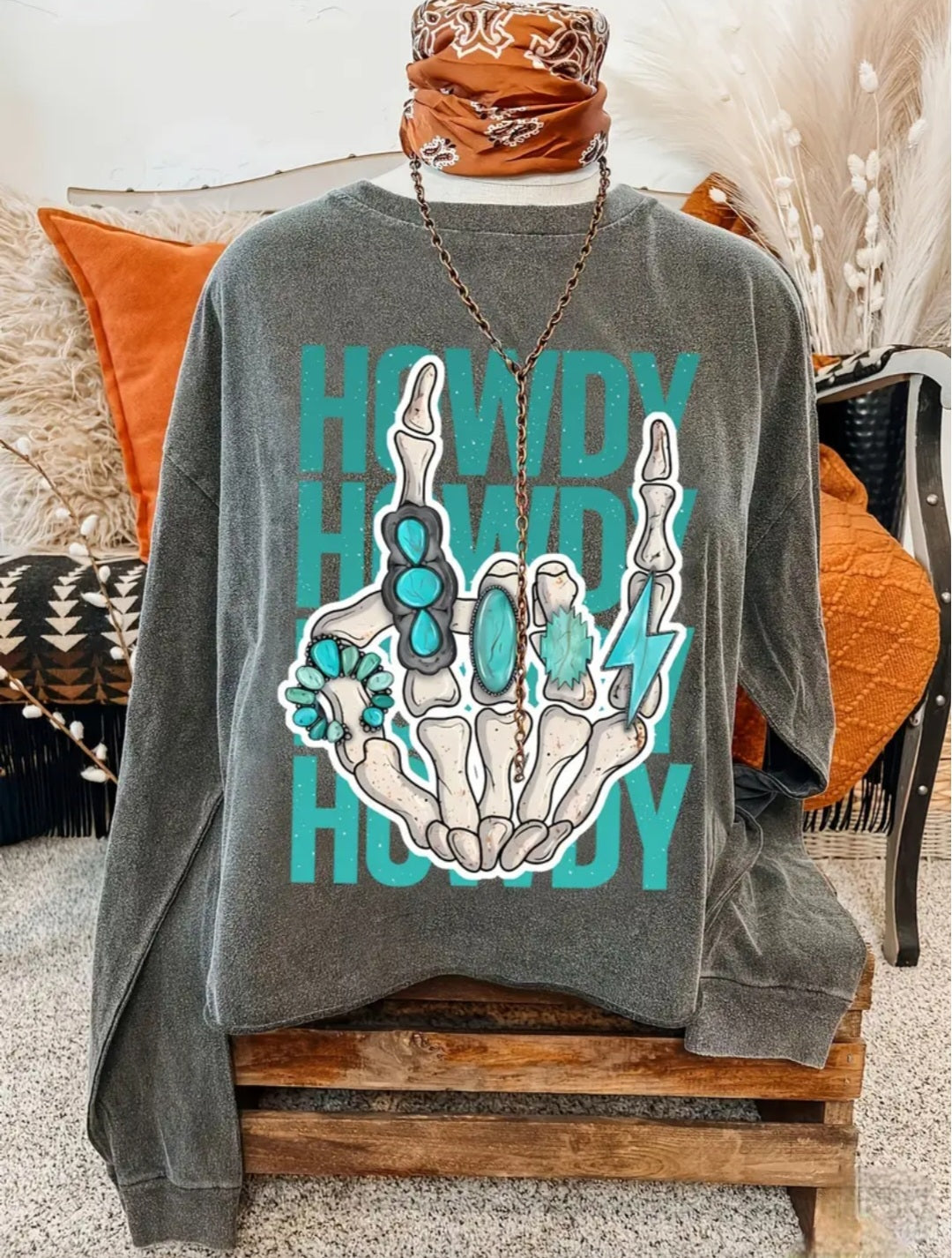 Howdy Turquoise Sweatshirt