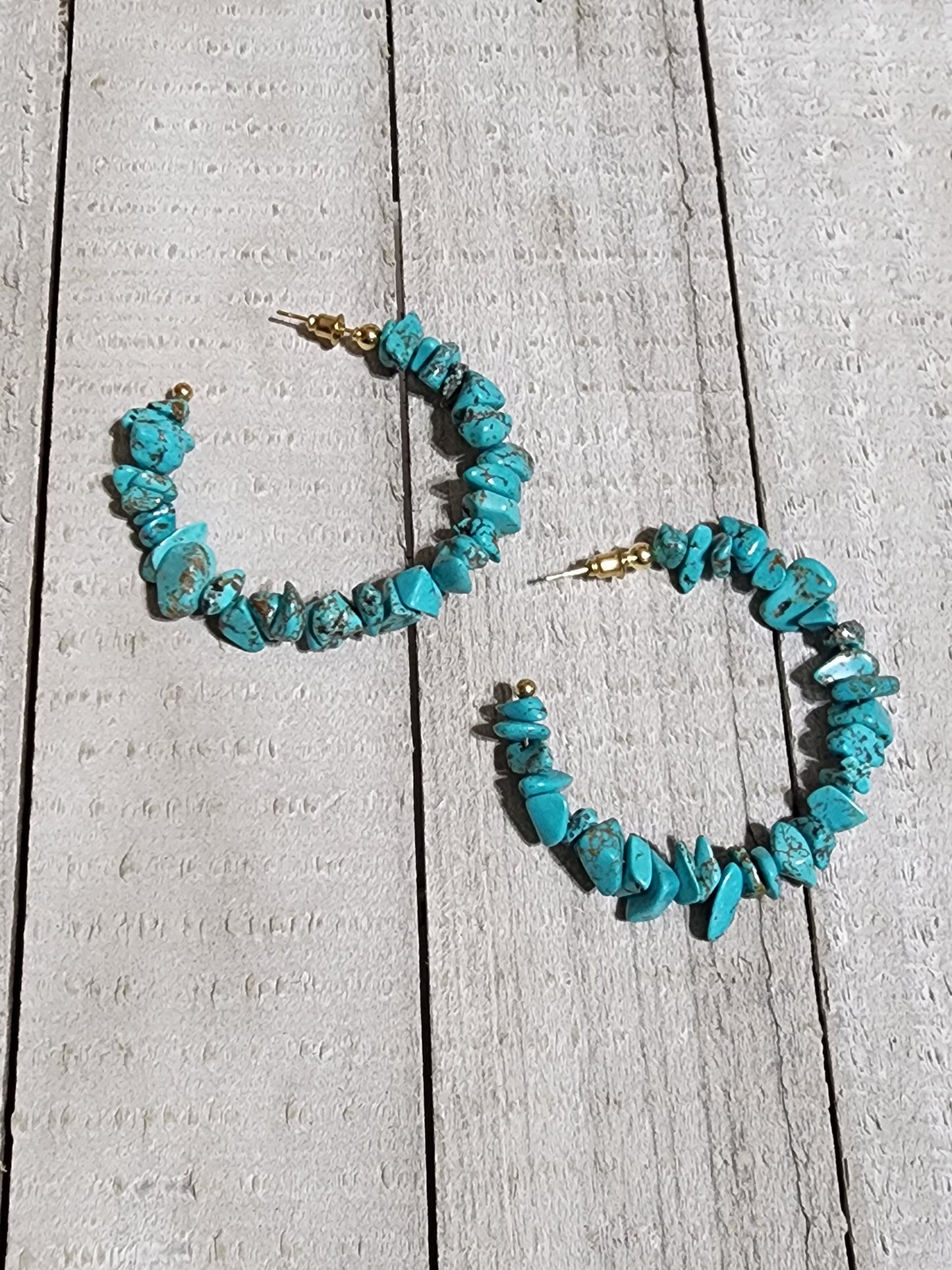 Turquoise Beaded Hoop Earrings