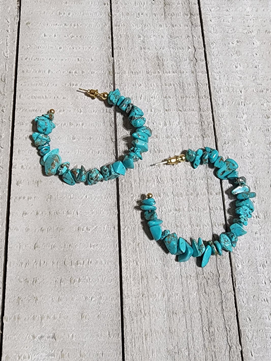 Turquoise Beaded Hoop Earrings