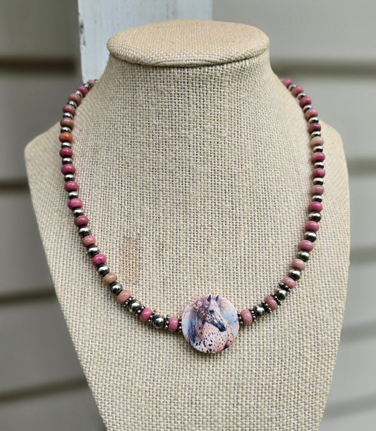 Horse Charm Pearl Necklace