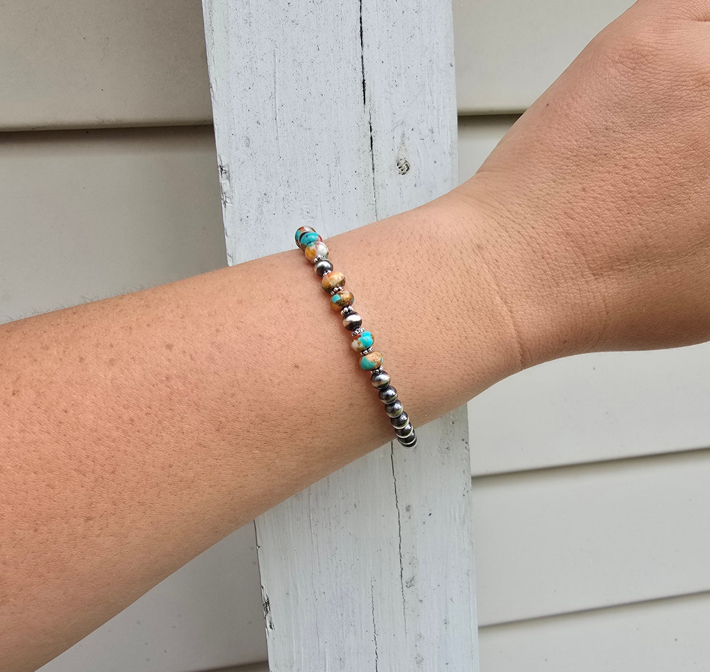 Spiny Turquoise & Pearl Bracelet