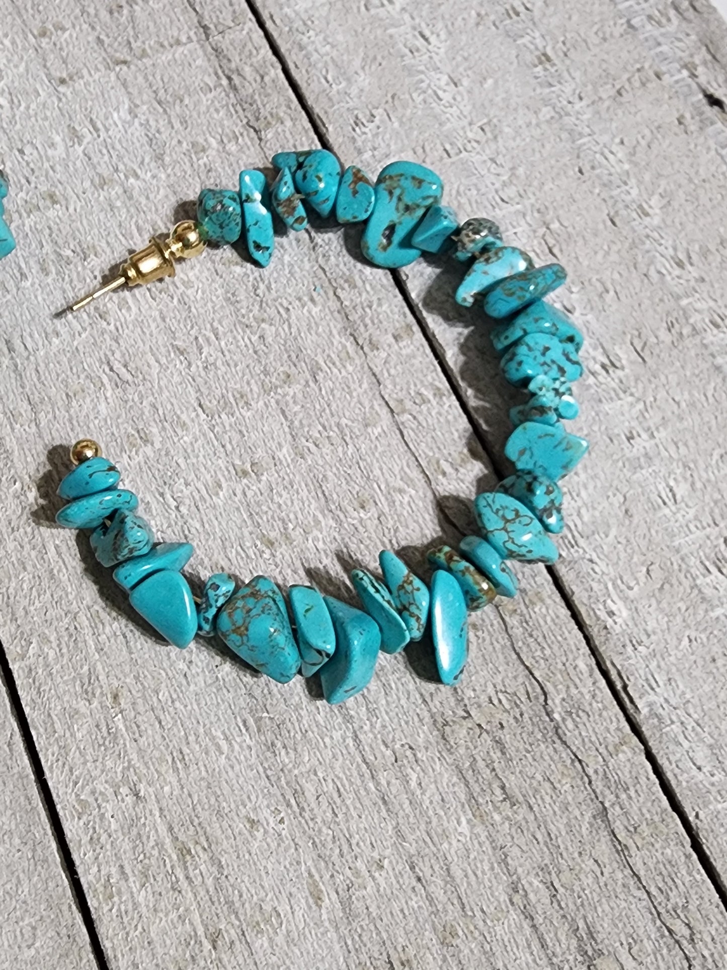 Turquoise Beaded Hoop Earrings