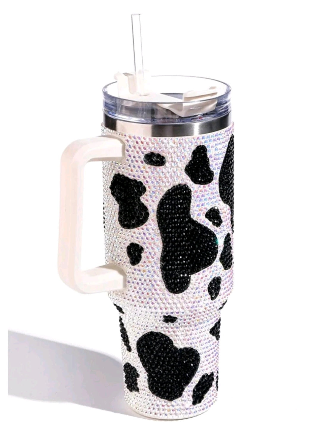 Cow Print Sequin Tumbler