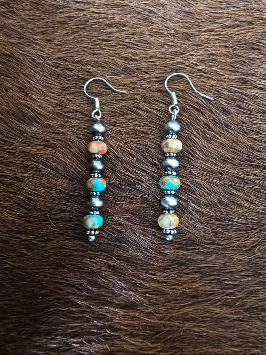 Spiny Oyster Turquoise Drop Earrings