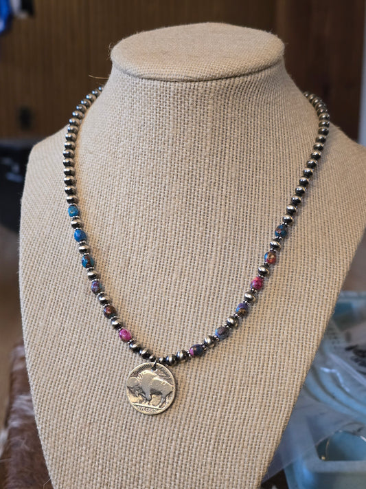 Rose Dahlia Buffalo Necklace