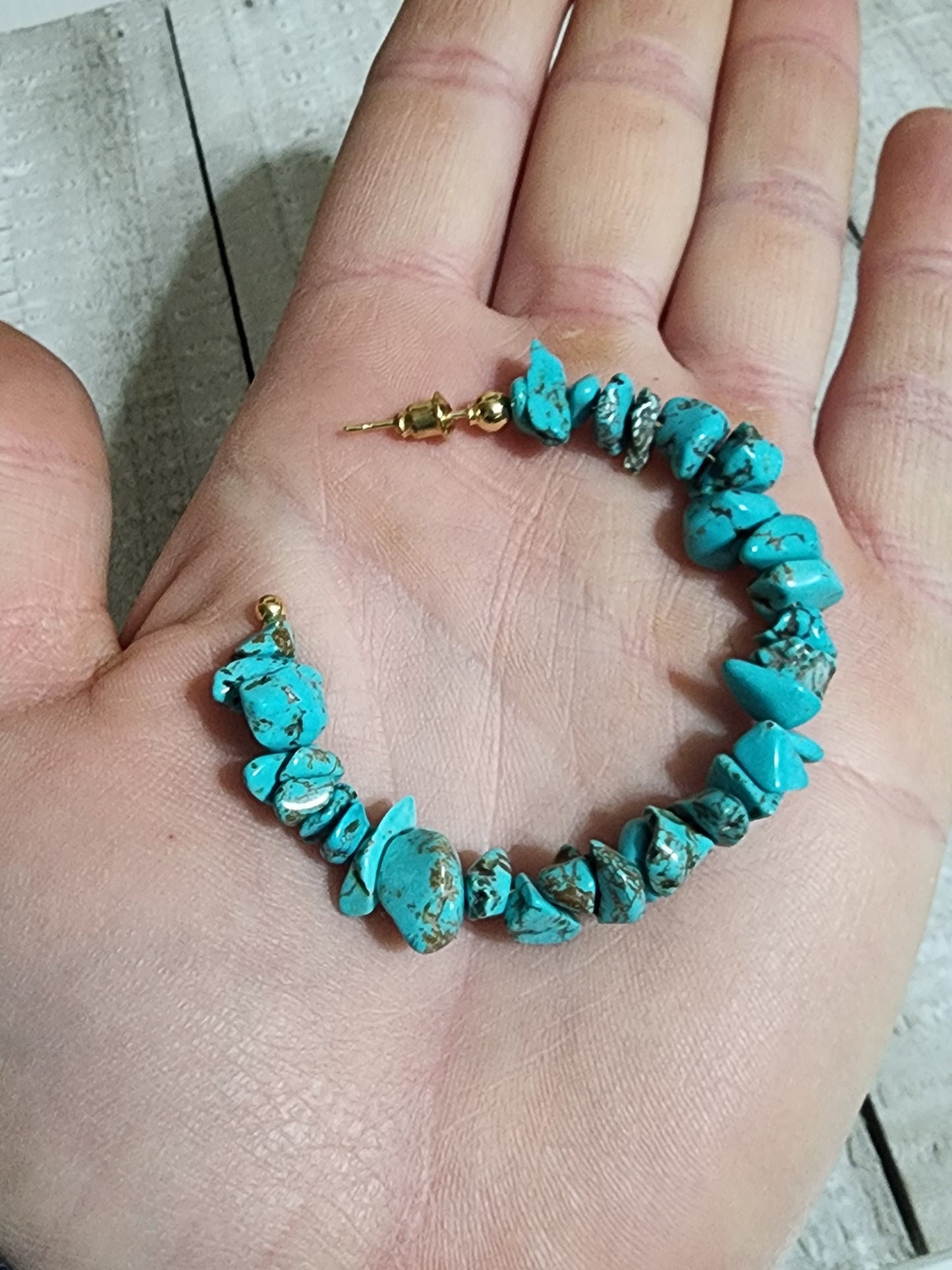 Turquoise Beaded Hoop Earrings