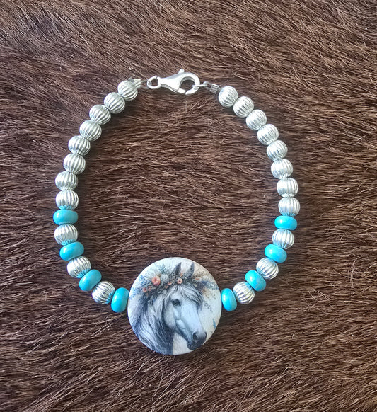 Silver Horse Head Bracelet