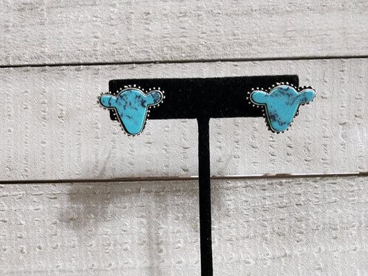 Turquoise Cow Earrings