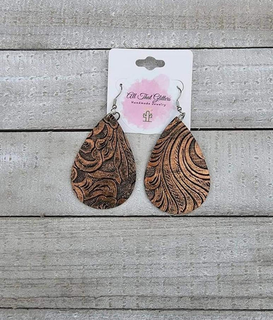 Tooled Drop Earrings