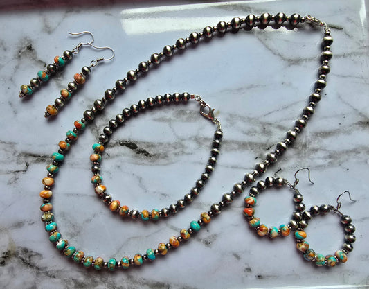 Spiny Turquoise & Pearl SET
