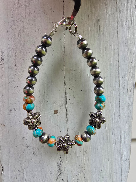 Spiny Turquoise Flower Bracelet