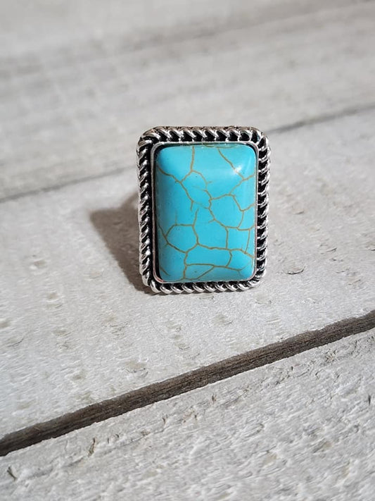 Square Turquoise Stone Ring